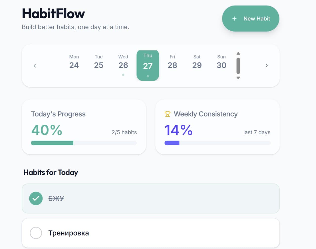 Скриншот проекта «HabitFlow»