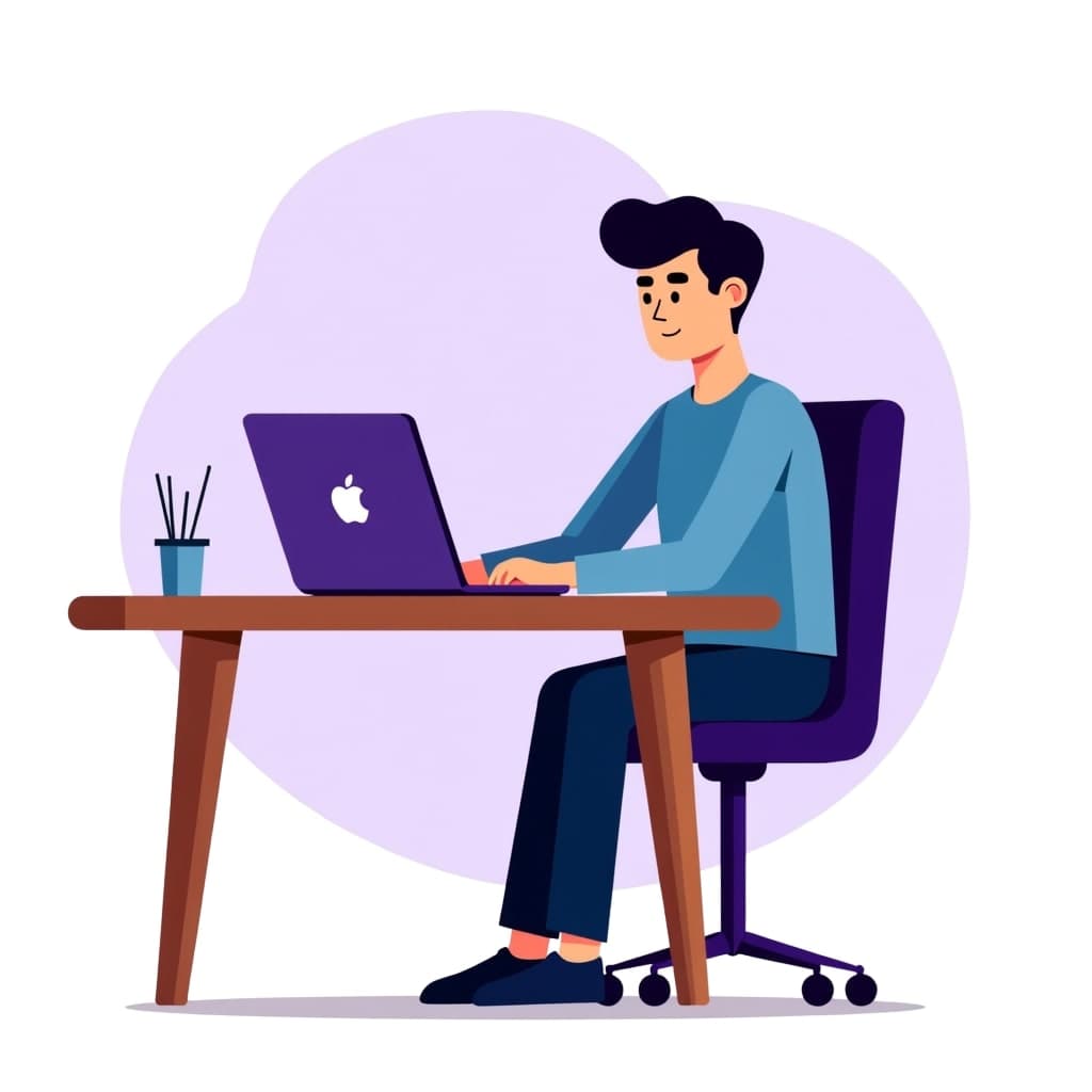 Человек работает за компьютером